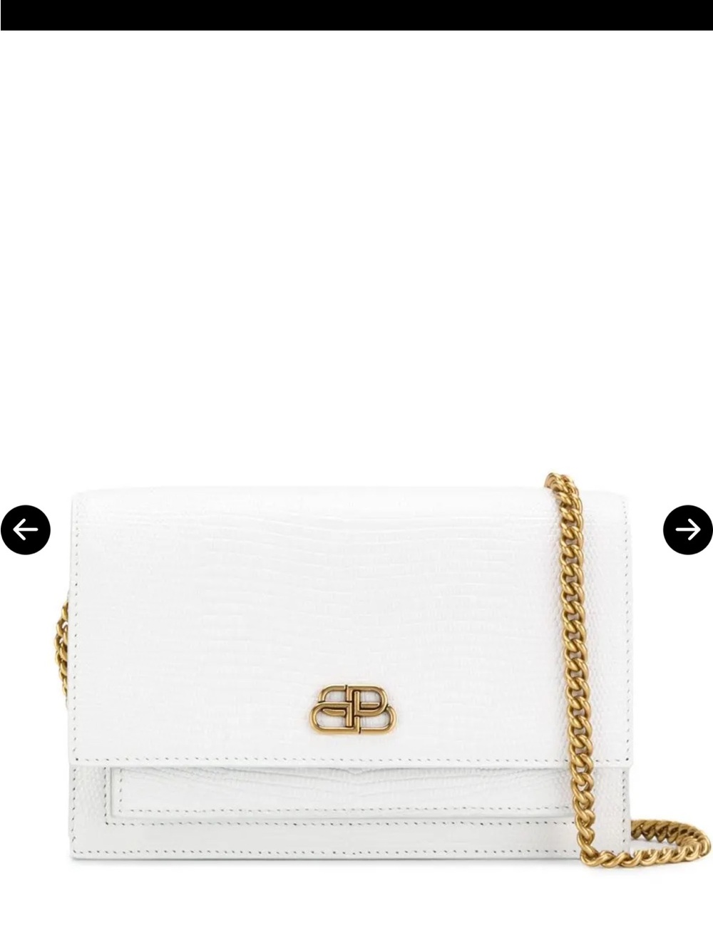 Balenciaga White BB Chain Wallet with Gold Chain